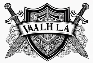 Valhalla sword  fire chains shield family tattoo idea