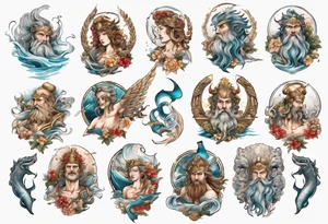Ancient Greek gods of the sea tattoo idea