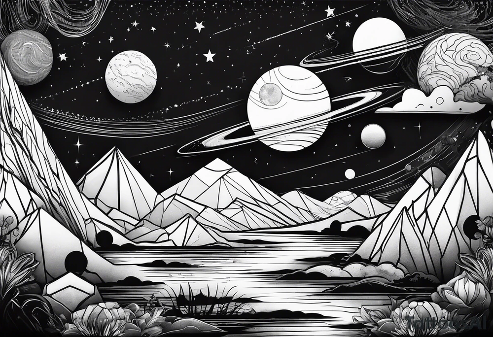 planetary landscape tattoo idea