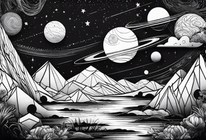 planetary landscape tattoo idea