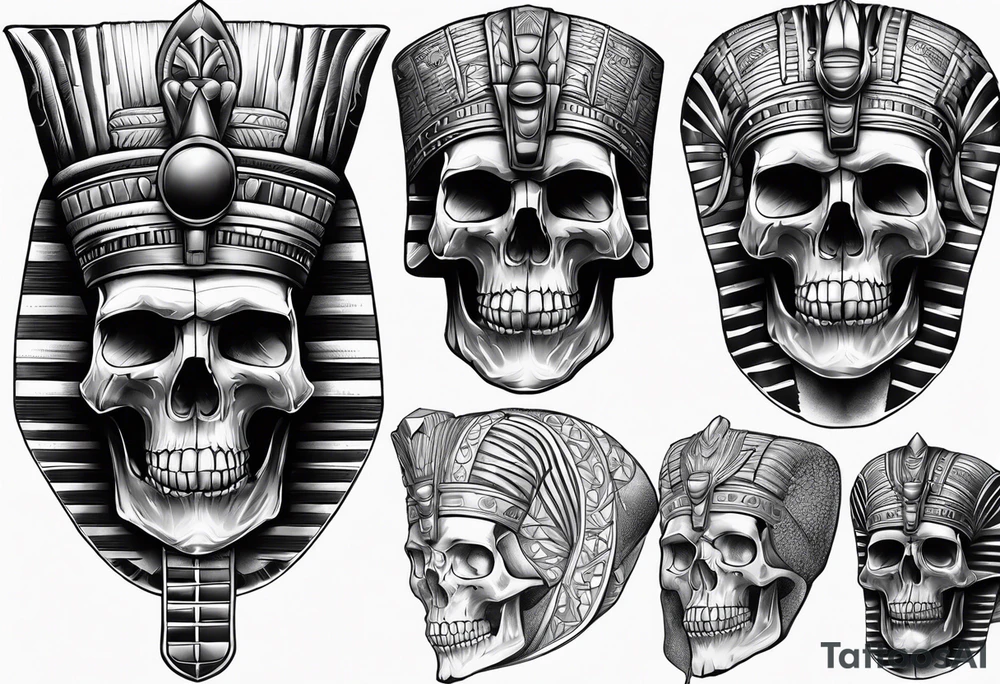 pharaoh skull realistic tattoo idea