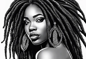 Black woman with locs tattoo idea
