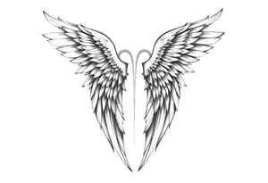 Realistic long angelwings on a back tattoo idea