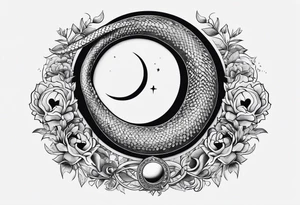 Fine line snake with moon phases tattoo idea