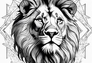 leo geometric lion with constellation tattoo idea