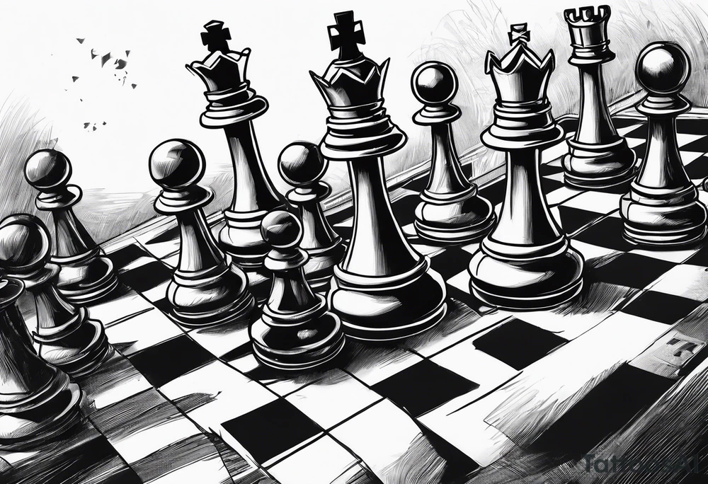 chess pieces falling down but the king remains on sold ground tattoo idea chess pieces falling down but the king remains on sold ground tattoo idea