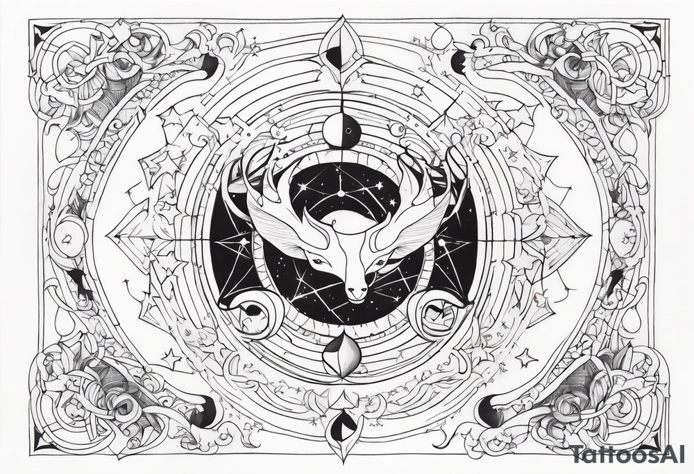Galaxy with Gemini and Capricorn constellations tattoo idea Galaxy with Gemini and Capricorn constellations tattoo idea