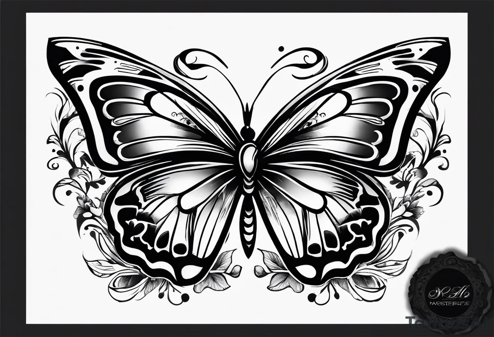 The letters RS with a small butterfly on the S tattoo idea