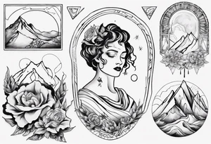 Persephone with mountains tattoo idea