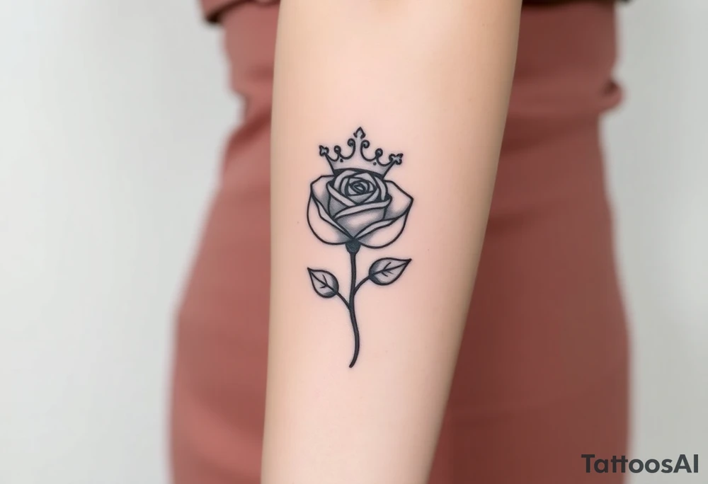 A rose with a kings crown ontop tattoo idea