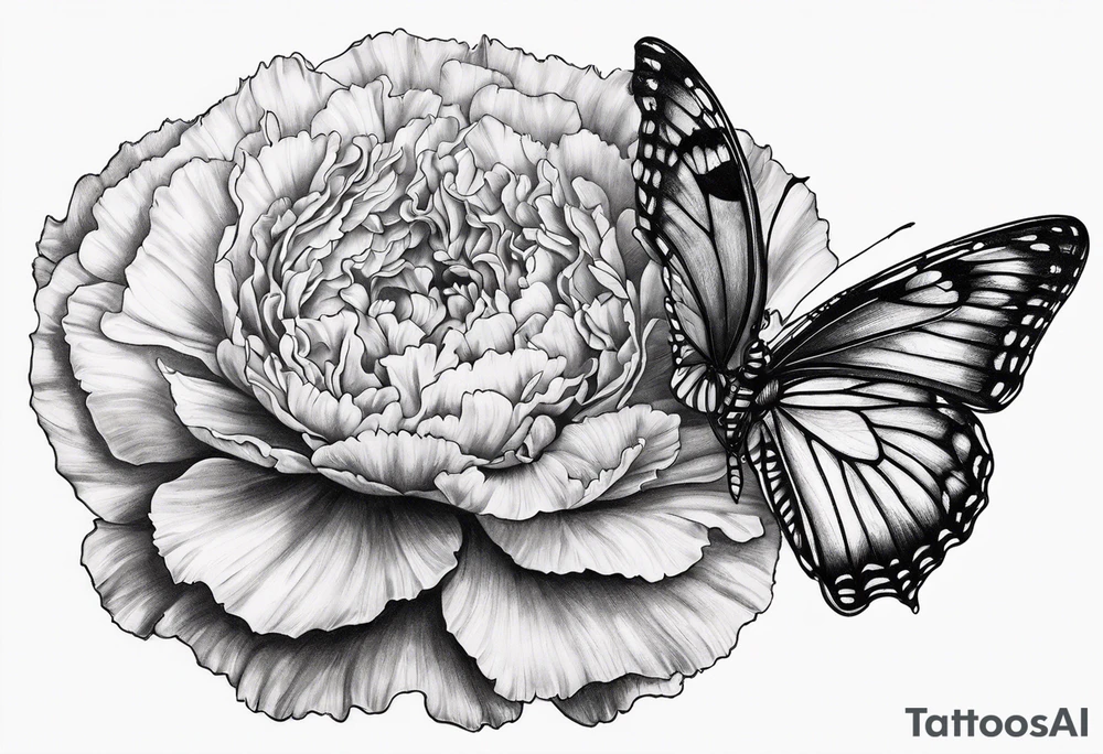 carnation butterfly moon tattoo idea