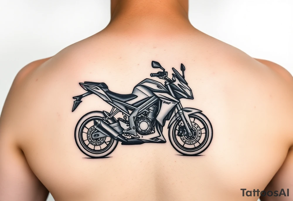 Honda cbr600 drawn minimally in a circuit board style tattoo idea