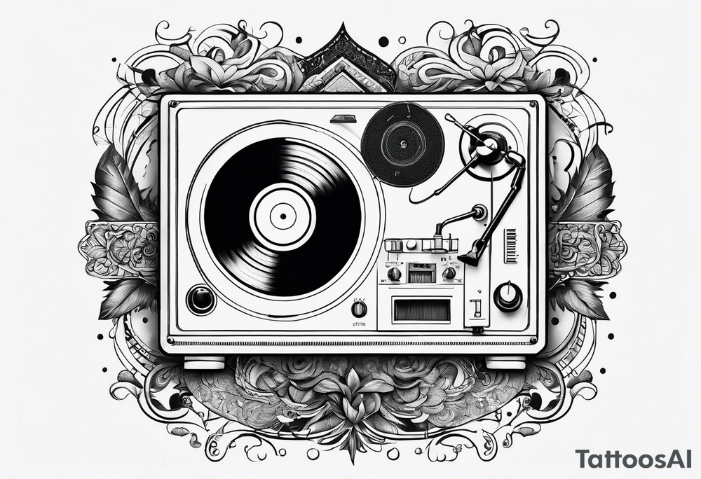 Recordplayer finline art minimalistic tattoo idea