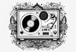 Recordplayer finline art minimalistic tattoo idea