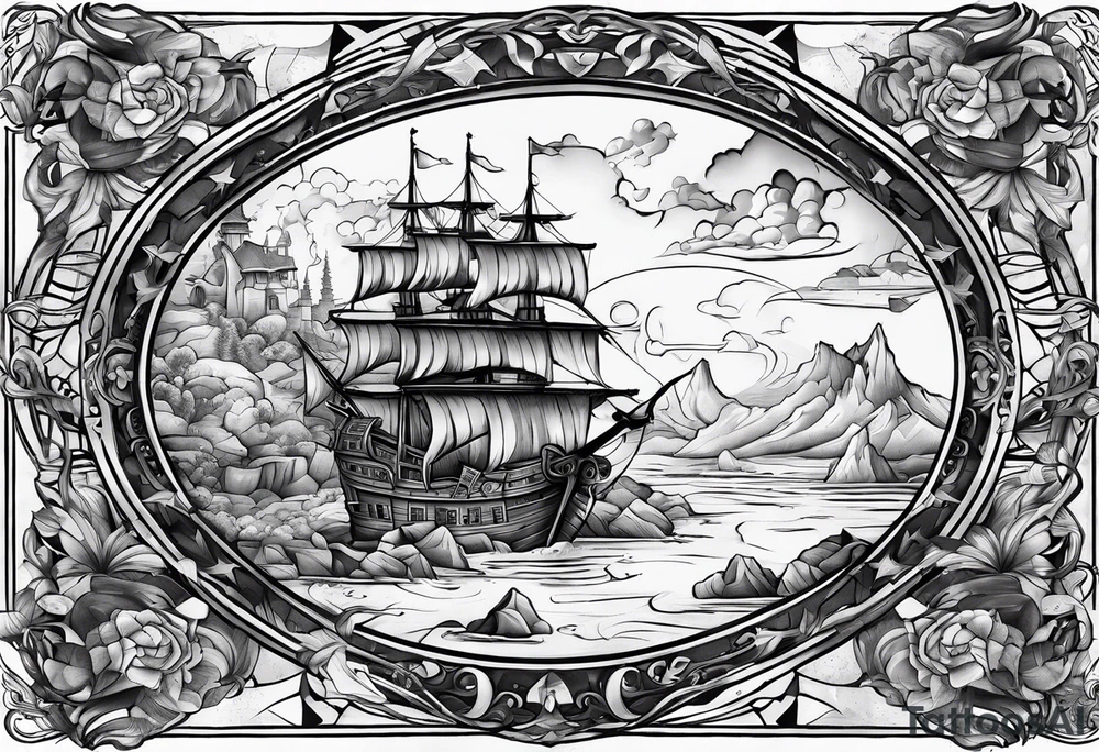 treasure 
 map tattoo idea