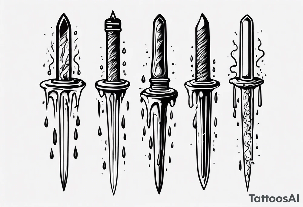 Dagger falling in a puddle tattoo idea