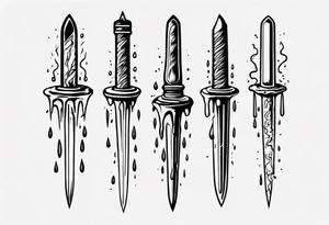Dagger falling in a puddle tattoo idea