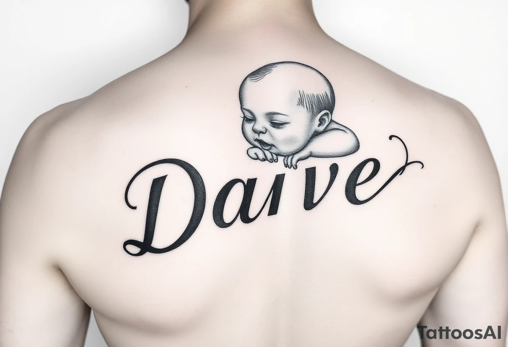 echo of baby with name Dave tattoo idea