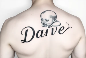 echo of baby with name Dave tattoo idea