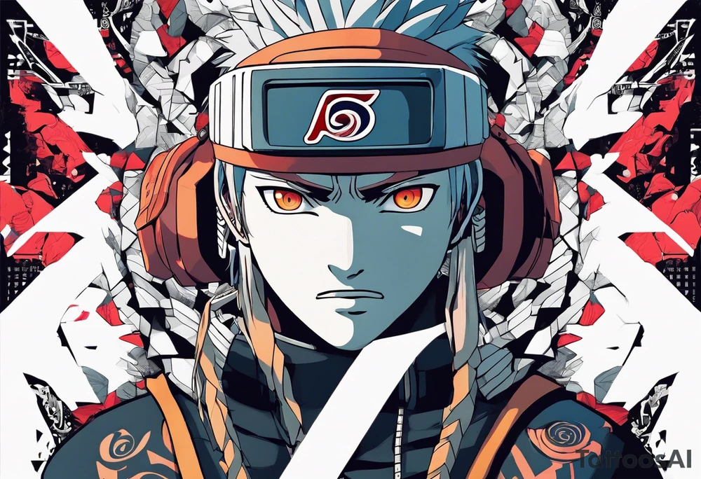 A naruto headband with the letters AR in the middle tattoo idea