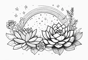 fine line with sun, stars, floral, dots, three succulents
. Sternum tattoo tattoo idea