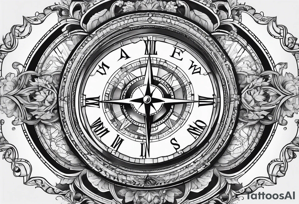 flat map with compass tattoo idea