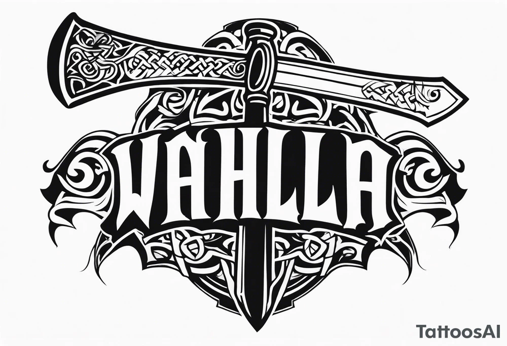 Valhalla sword viking hatchet tattoo idea
