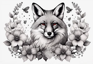 Fox with a honeybee and a ruby tattoo idea