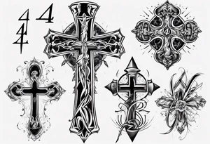 Cross with the number 4 tattoo idea