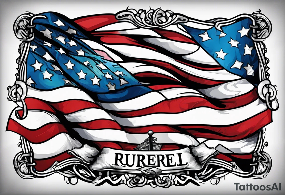 Memorial flag box tattoo idea