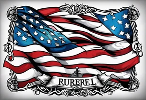 Memorial flag box tattoo idea