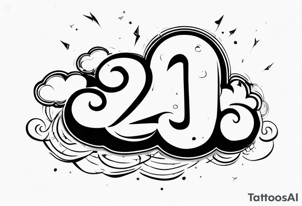 a cloud with the date 12.08.05 tattoo idea