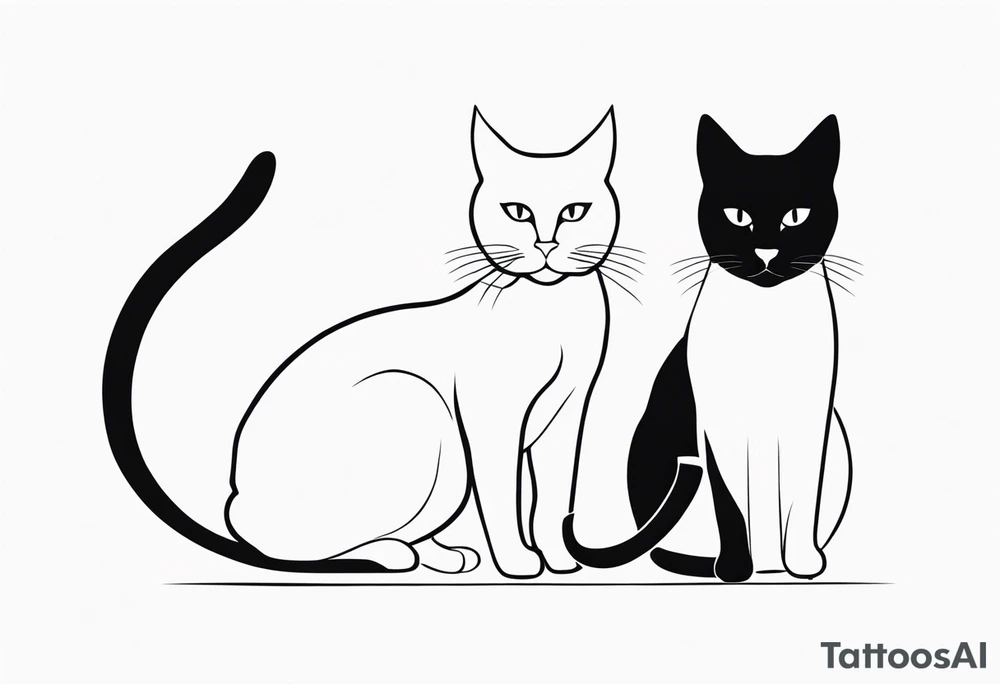 Two cat silhouettes, just outline tattoo idea