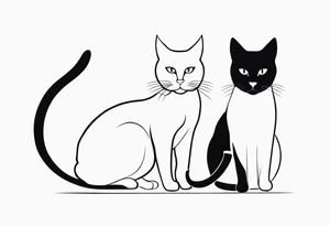Two cat silhouettes, just outline tattoo idea
