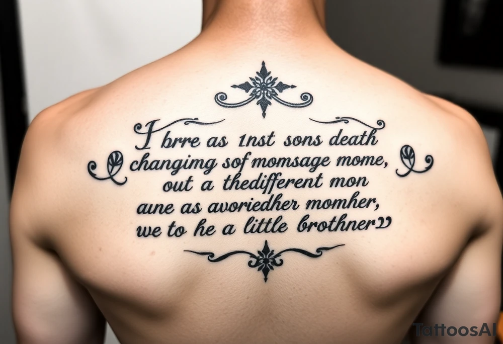Quote about 1st sons death changing mom to be a different mother to his little brother tattoo idea