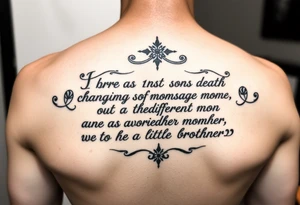 Quote about 1st sons death changing mom to be a different mother to his little brother tattoo idea