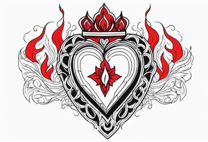Sacred Heart with red flames tattoo idea
