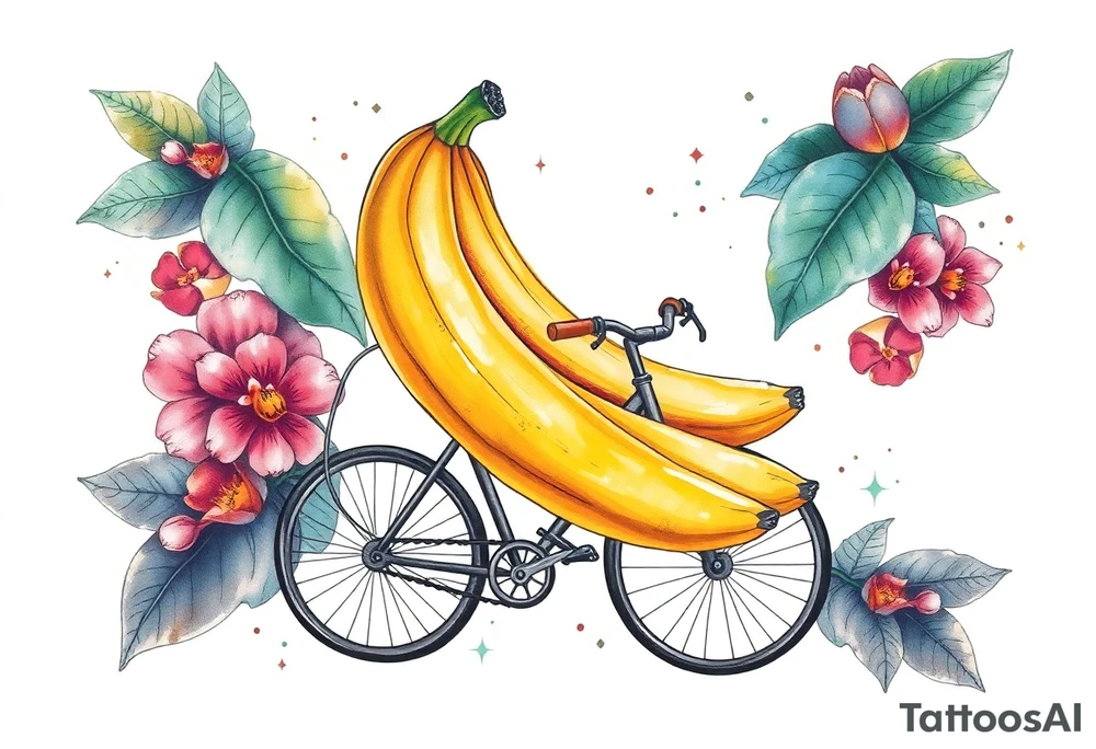 Banana on a cycle. tattoo idea