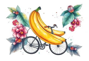 Banana on a cycle. tattoo idea