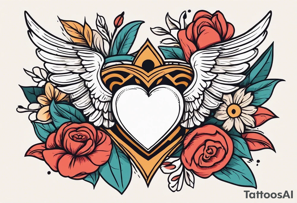 heart with wings
old school vintage simple traditional design surrounded by vintage flowers


bold color simple tattoo idea