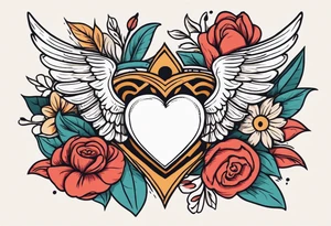 heart with wings
old school vintage simple traditional design surrounded by vintage flowers


bold color simple tattoo idea