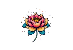 small colorful celestial with lotus flower tattoo idea