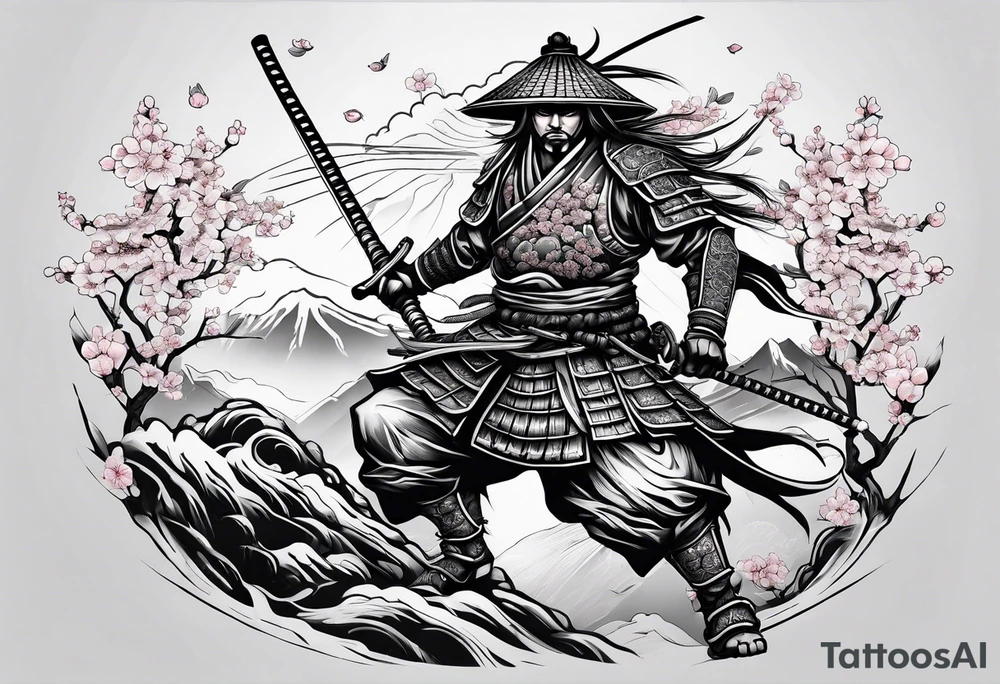 cherry blossom tree samurai tattoo tattoo idea