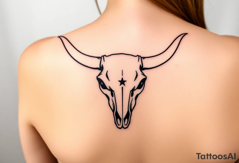 Longhorn skull with Texas flag shoulder tattoo idea