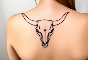 Longhorn skull with Texas flag shoulder tattoo idea
