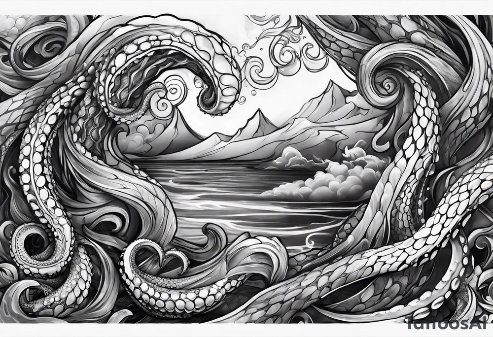 tentacles realism sleeve tattoo idea