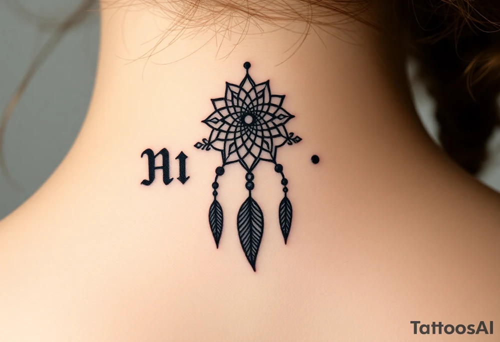 Nia letters with a dreamcatcher tattoo idea