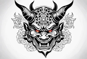 oni mask, dark, japanese tattoo idea
