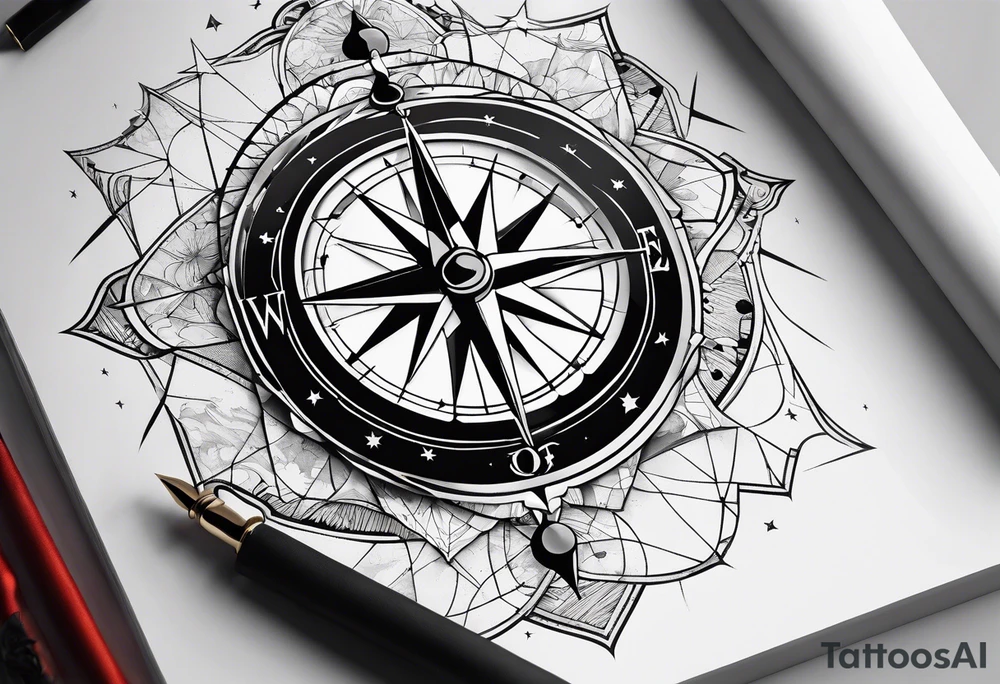 Compass on world map tattoo idea