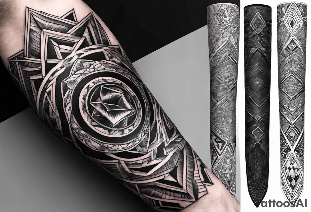 Forearm sleeve with empty diamond in the middle for men. tattoo idea Forearm sleeve with empty diamond in the middle for men. tattoo idea